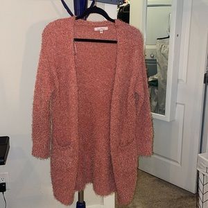 Long pink soft cardigan